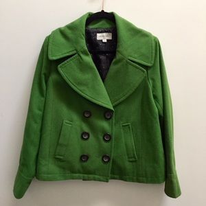 Fabulous Green short dress casual pea coat jacket double breasted - Christmas